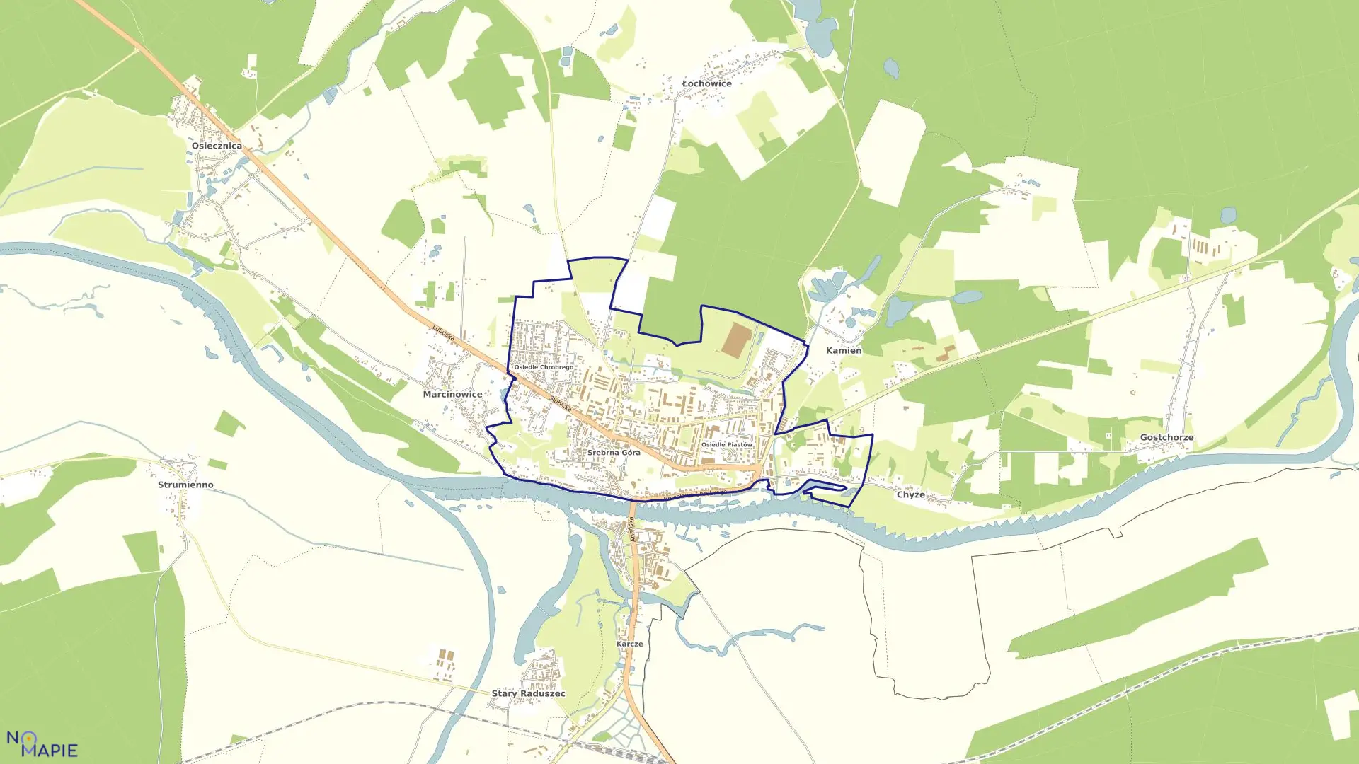 Mapa obrębu 1 w gminie Krosno Odrzańskie