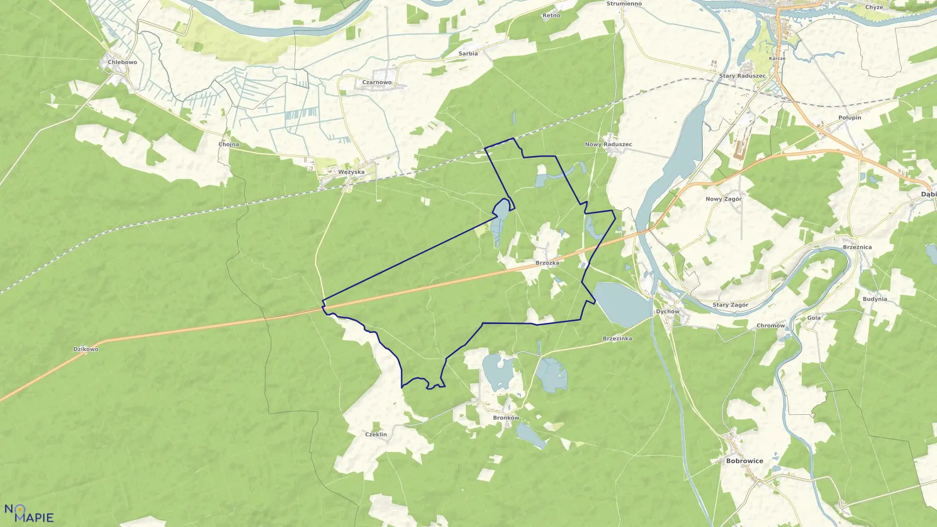 Mapa obrębu Brzózka w gminie Krosno Odrzańskie