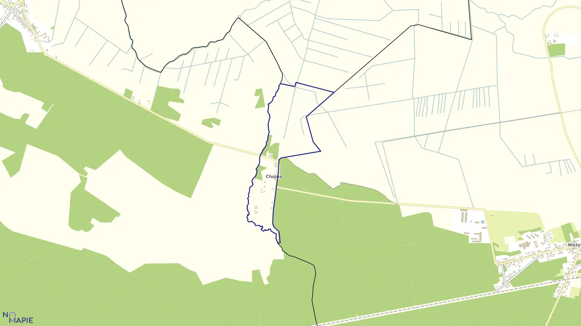 Mapa obrębu Chojna w gminie Krosno Odrzańskie