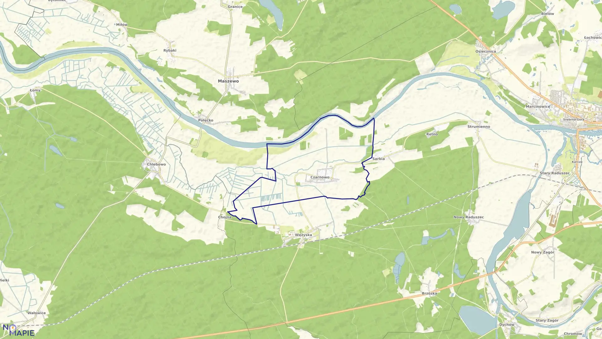 Mapa obrębu Czarnowo w gminie Krosno Odrzańskie