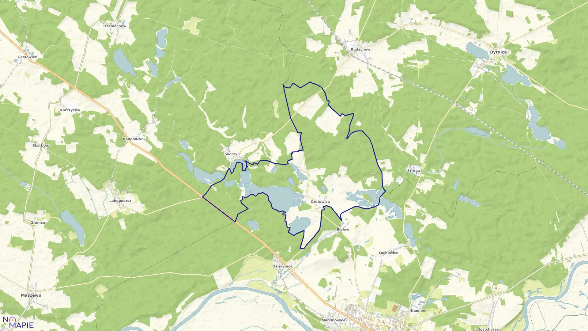 Mapa obrębu Czetowice w gminie Krosno Odrzańskie