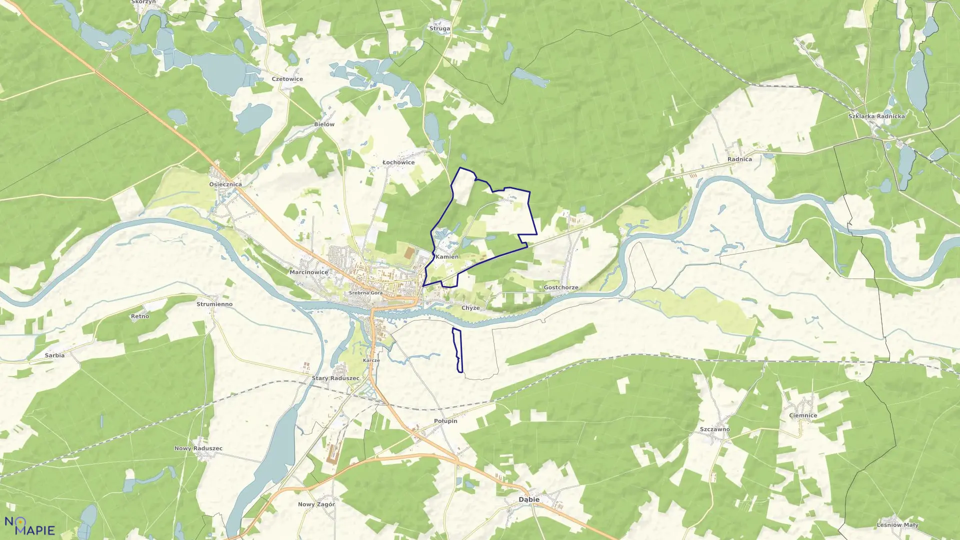 Mapa obrębu Kamień Morsko w gminie Krosno Odrzańskie