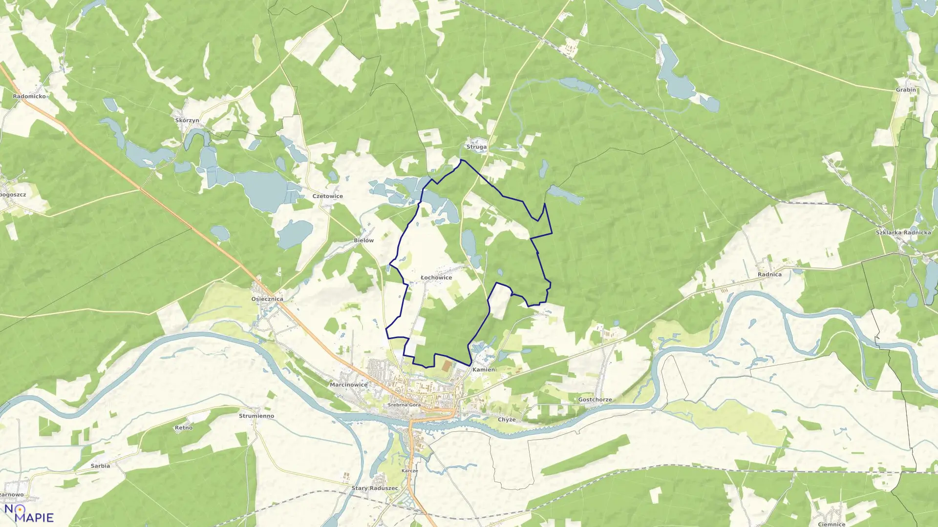 Mapa obrębu Łochowice w gminie Krosno Odrzańskie